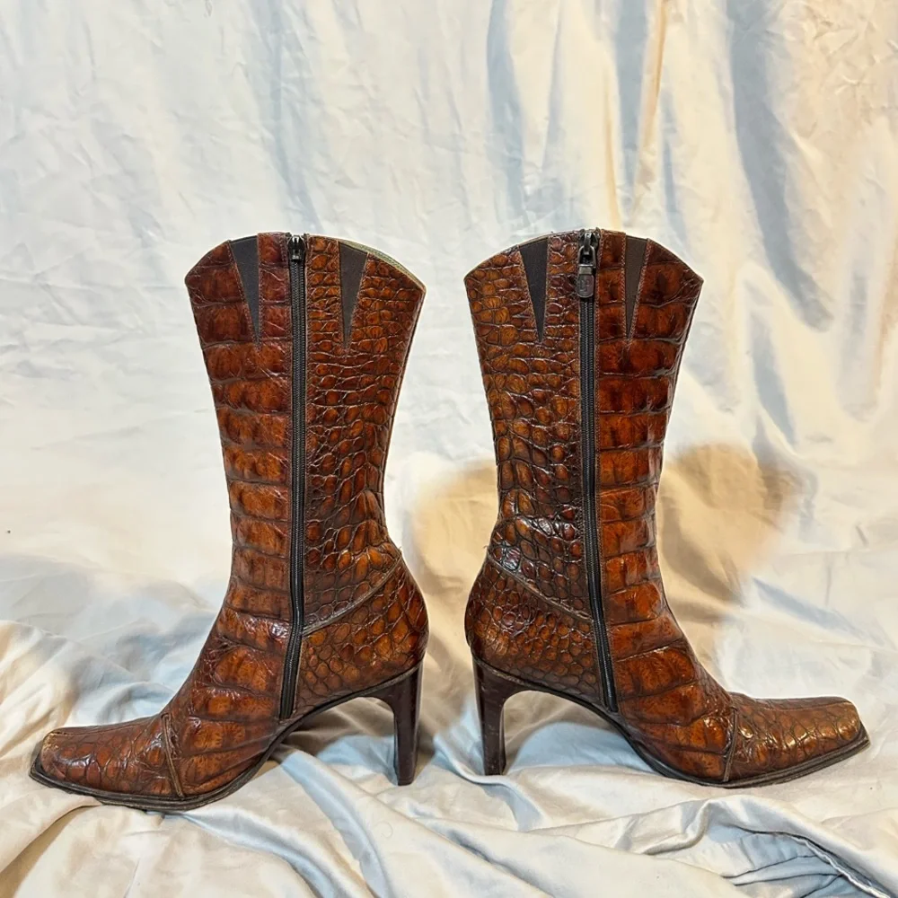 Brown Crocodile Boots - Picture 2 of 7